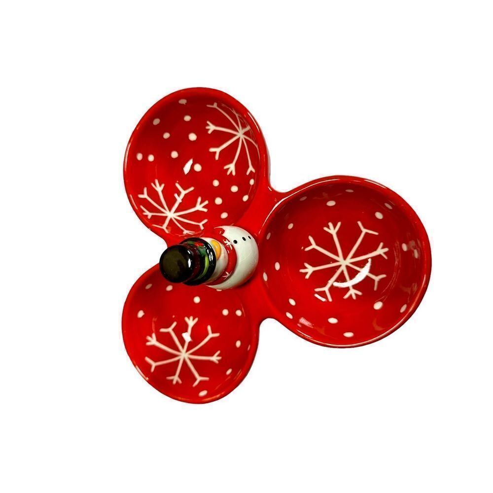 3 Section Divided Dish with Removable Snowman Spreader Knife​​​​​​ - Picture 2 of 8